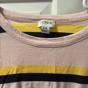 J. Crew Pink and Yellow Striped Tee XXL